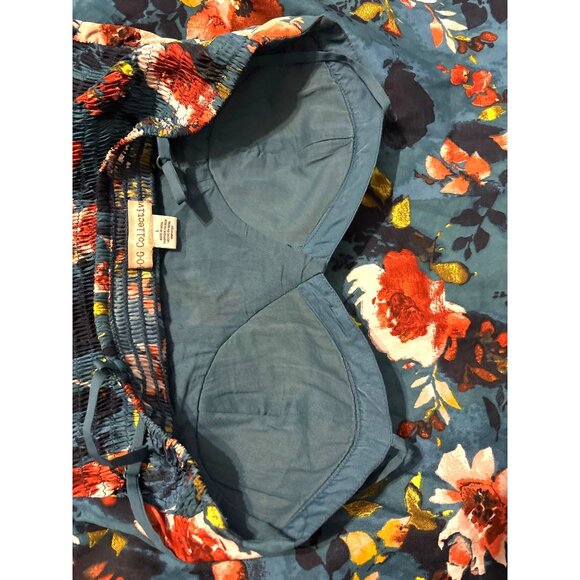 Floral Maxi Sundress LG Adjustable Spaghetti Straps Smocked Back Boho Hippie - Picture 7 of 11